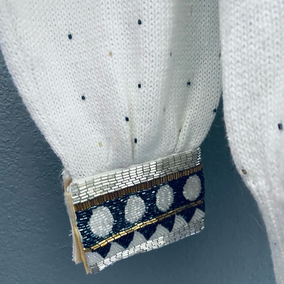 Bonnie Boerer & Company 80s Vintage Ramie/Cotton Beaded Collar Sweater - Small - Picture 7 of 8